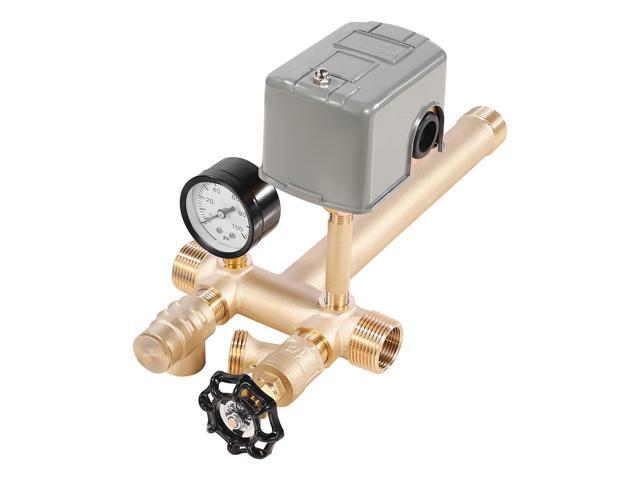 1' x 11' Well Pressure Tank Tee Kit, with 40/60PSI Switch, 7-Pieces Pure Brass Pressure Tank Installation Kit for Water Well, Fit Most Tanks with...