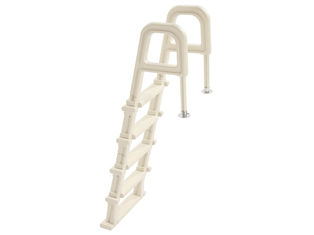 Swimming Pool Ladder, 75°Inclined 5-Step Double Handrails Stair, Non-slip Heavy Duty Steps, Load Capacity 300 lb, for 48-54 In Inground &...