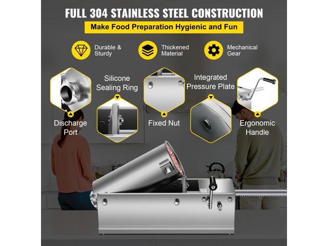 Manual Sausage Stuffer, 5 L / 11 LBS Horizontal Sausage Machine, Dual-Speed Meat Stuffer, Made of Food-Grade 304 Stainless Steel, Includes 5...