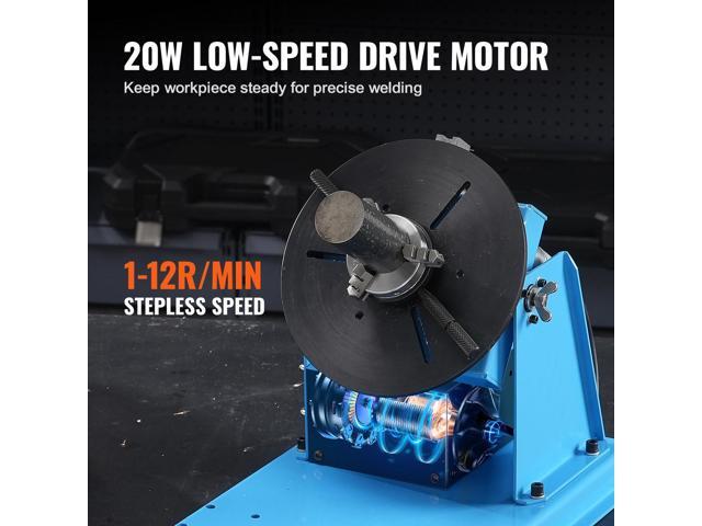 Rotary Welding Positioner 10KG, 0-90° Welding Positioning Turntable Table with 8.1 Inch 3-Jaw Lathe Chuck, 1-12 RPM 20W Portable Welder Positioning...