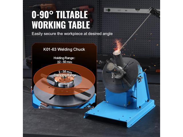 Rotary Welding Positioner 10KG, 0-90° Welding Positioning Turntable Table with 8.1 Inch 3-Jaw Lathe Chuck, 1-12 RPM 20W Portable Welder Positioning...