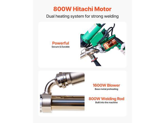 Handheld Plastic Welding Extruder, 800W Hitachi Motor Extrusion Welding Gun - 0.79 in Weld Width & 360° Nozzle, Dual Heating System PP PE PVC HDPE...