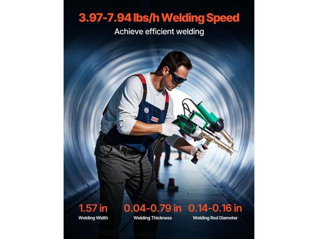 Handheld Plastic Welding Extruder, 800W Hitachi Motor Extrusion Welding Gun - 0.79 in Weld Width & 360° Nozzle, Dual Heating System PP PE PVC HDPE...