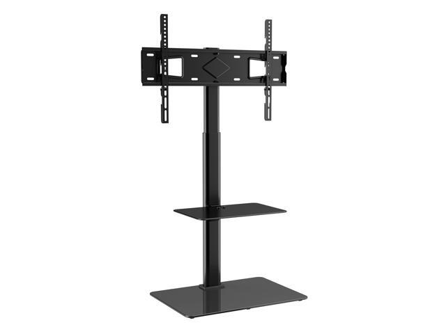 TV Stand Mount, Swivel Tall TV Stand for 32 to 65 inch TVs, Height Adjustable Portable Floor TV Stand with Tempered Glass Base for Bedroom, Living...