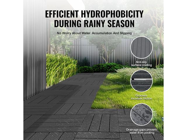Interlocking Deck Tiles, 10 Pack,12'x12' 10 sq. ft Plastic Waterproof Outdoor Flooring All Weather Use, Patio Floor Decking Covering Tiles for...