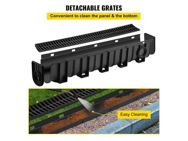 Trench Drain System, Channel Drain with Plastic Grate, 5.9x7.5-Inch HDPE Drainage Trench, Black Plastic Garage Floor Drain, 4x39 Trench Drain...
