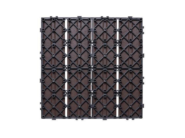 Interlocking Deck Tiles Plastic Wood, 27 Pack,12'x12' 27 sq. ft Waterproof Outdoor Flooring All Weather Use, Patio Floor Decking Covering Tiles for...