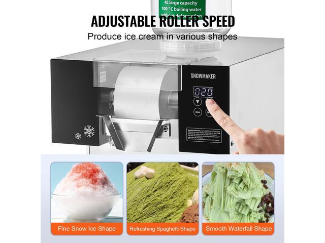 Commercial Snowflake Ice Machine, 397LBS/24H Snowflake Ice Maker, Stainless Steel Ice Shaver Machine, Electric Snow Cone Maker, Air Cooling System...