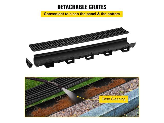 Trench Drain System, Channel Drain with Plastic Grate, 5.8x3.1-Inch HDPE Drainage Trench, Black Plastic Garage Floor Drain, 6x39 Trench Drain...