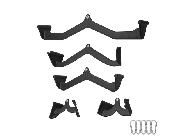 LAT Pulldown Attachments, Cable Machine Rowing T-bar V-bar 5 Set, Tricep Pull Down Bar, Back Strength Training Rubber Coated Handle Grip, Bicep...