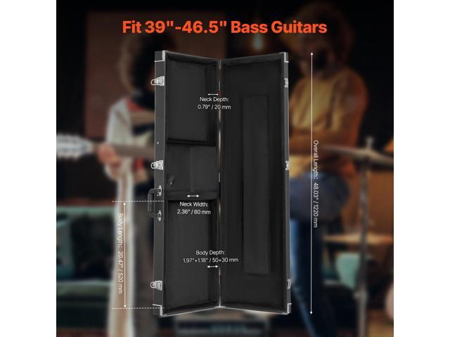 VEVOR Bass Guitar Hard Case, 48.03 in Rectangular Guitar Hard Case, With Lock Latch Keys Handle, PVC Padding Soft Lining Water-Resistant Hard Shell...