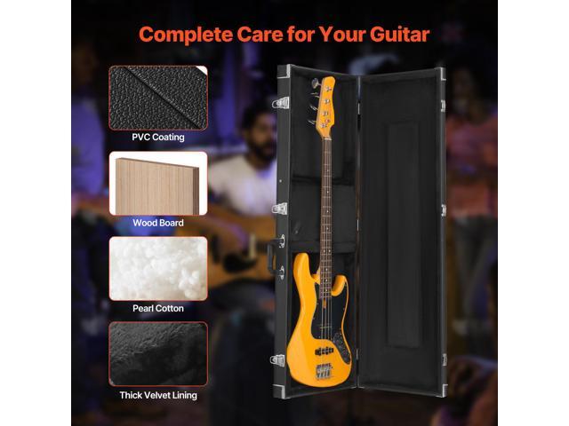 VEVOR Bass Guitar Hard Case, 48.03 in Rectangular Guitar Hard Case, With Lock Latch Keys Handle, PVC Padding Soft Lining Water-Resistant Hard Shell...