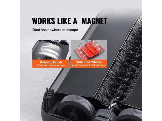 Carpet Sweeper Manual, Floor Sweeper with 300 ml Dustbin Capacity Easy to Empty, 6.7 inch Cleaning Width for Home Office Carpets Pet Hair Dust, Red