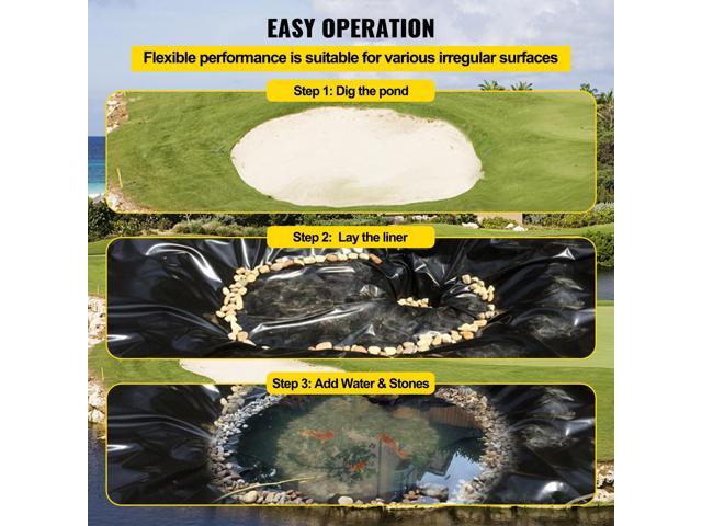 LLDPE Pond Liner 15x20 ft, Pond Liner 20 Mil, Fish Pond Liners for Waterfall, Pond and Fish Ponds
