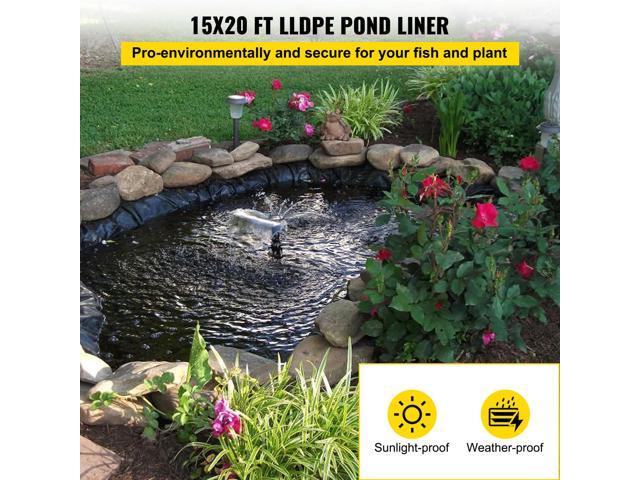 LLDPE Pond Liner 15x20 ft, Pond Liner 20 Mil, Fish Pond Liners for Waterfall, Pond and Fish Ponds
