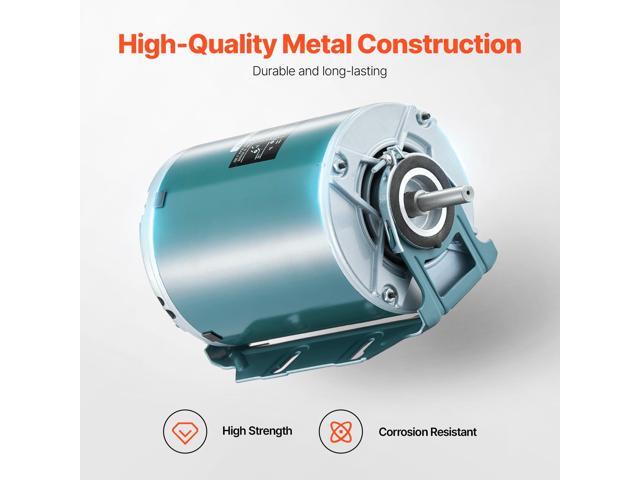 VEVOR 1/4HP Furnace Blower Motor 1725RPM, 115V 5.2A Belt Drive Blower Motor Single Phase - 0.39' Shaft Diameter, 0.78' Shaft Length, CW/CCW Rotation
