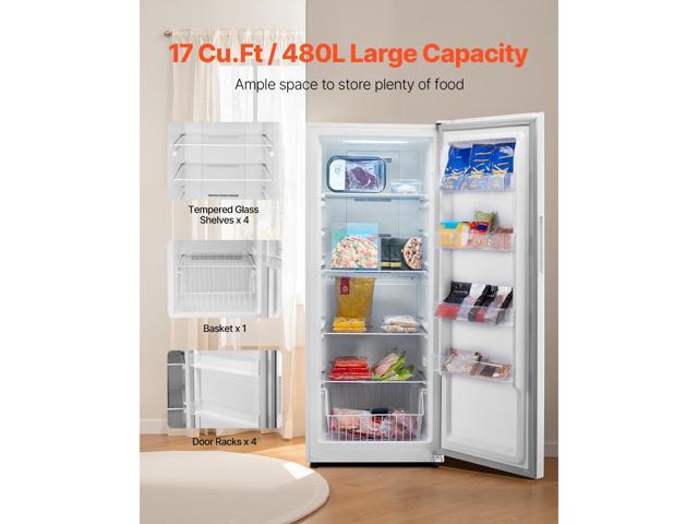 Convertible Freezer/Refrigerator, 17 Cu. Ft Frost Free Upright Freezer with Temp Control Panel, Door Open too Long Alarm, Adjustable Shelves and...