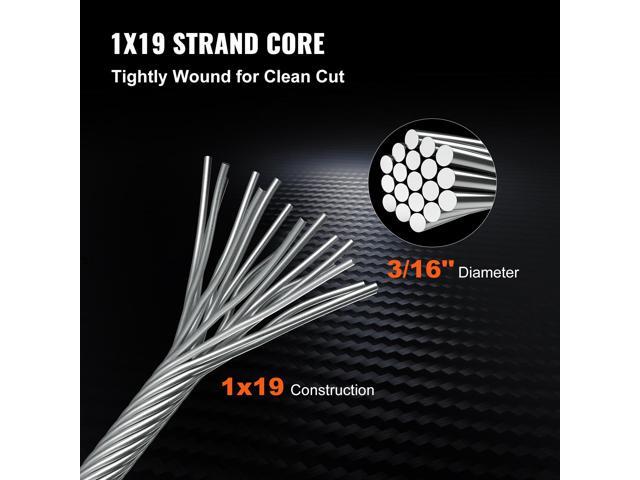 316 Stainless Steel Wire Rope 500ft Length, Steel Wire Cable 3/16 Inch, Steel Cable Railing Decking With 1x19 Strands Construction, 4700lbs...