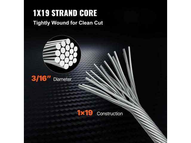 Stainless Steel Cable 3/16/'x 1000ft, T316 Marine Grade Deck Cable Railing, 1x19 Strands Construction Braided Aircraft Cable for Deck Rail String...