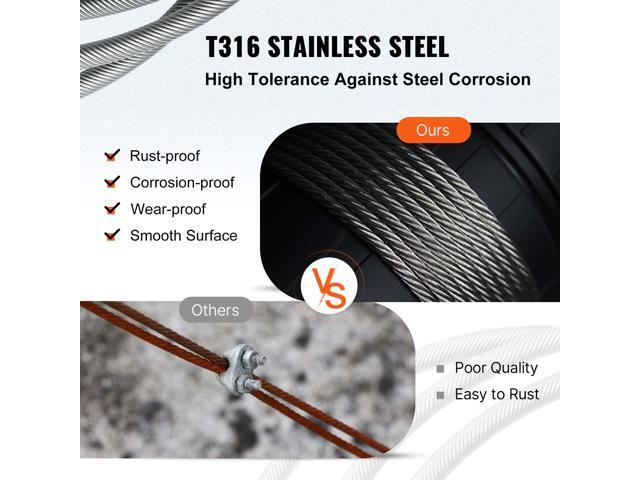 Stainless Steel Cable 3/16/'x 1000ft, T316 Marine Grade Deck Cable Railing, 1x19 Strands Construction Braided Aircraft Cable for Deck Rail String...
