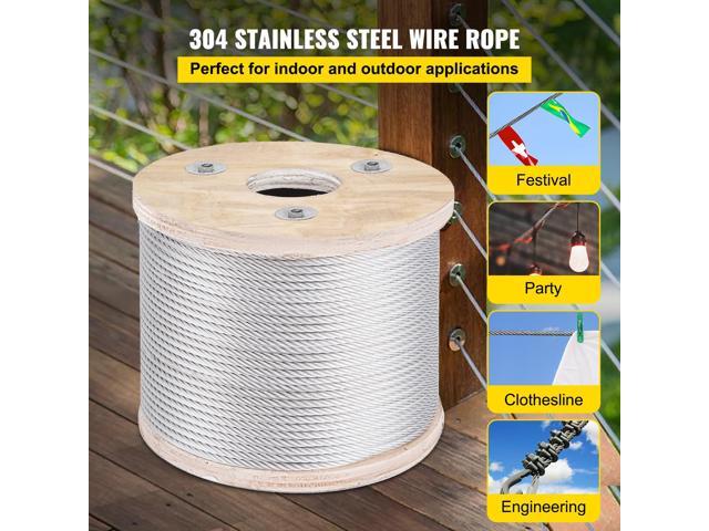 304 Stainless Steel Wire Rope Cable, 3/16', 7x19, 250 ft reel