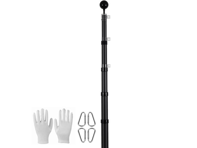 20FT Telescoping Flag pole Kit, Heavy Duty Aluminum Alloy in Ground Flag Poles for Outside, 3 Display Modes Flagpole with 3x5 American Flag,...