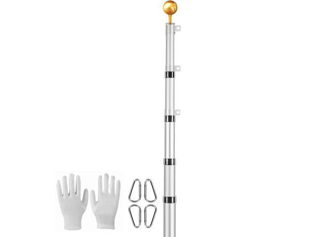 25FT Telescoping Flag pole Kit, Heavy Duty Aluminum Alloy in Ground Flag Poles for Outside, 3 Display Modes Flagpole with 3x5 American Flag,...