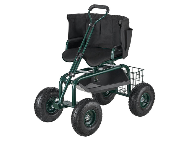 Garden Seat with Wheels, Rolling Garden Stool with Height Adjustable & 360° Swivel Seat, 400lbs Weight Capacity, Gardening Cart Bench, Ergonomic...
