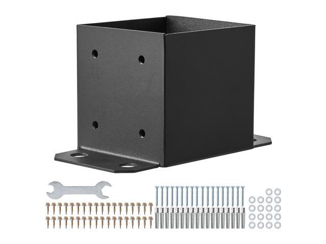 6x6 Post Base 4 Pcs, Inner Size 5.6'x5.6' Post Base Brackets, Heavy Duty Powder-Coated Post Anchor Matte Black Wood Post Brackets for Pavilion Deck...