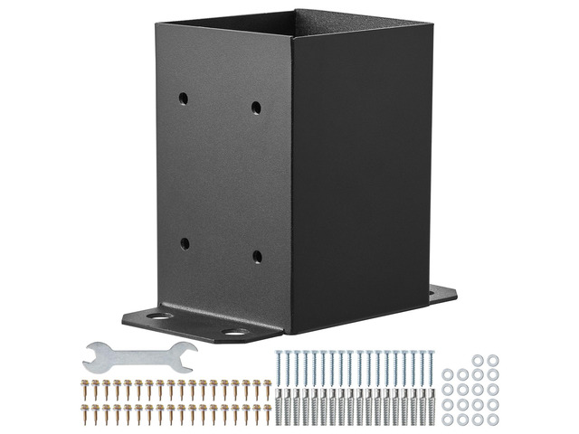 4x4 Post Base 4 Pcs, Inner Size 3.6'x3.6' Post Base Brackets, Heavy Duty Powder-Coated Post Anchor Matte Black Wood Post Brackets for Pavilion Deck...