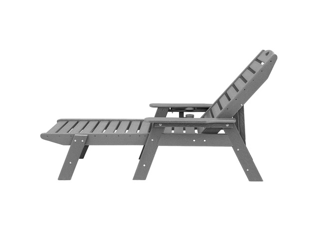 Chaise Lounge Chair, 400 lbs Weight Capacity, 6 Positions Adjustable Patio Lounge Chair, Outdoor HDPE Lounge Chair with Backrest & Cup Holder, for...