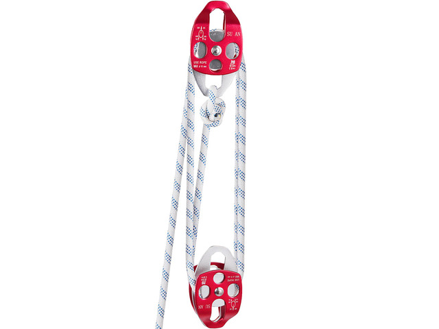 Twin Sheave Block and Tackle 0.43-0.5Inch 100-200Ft Twin Sheave Block with Braid Rope 30-35KN 6600-7705LBS Double Pulley Rigging (1/2' x 200')