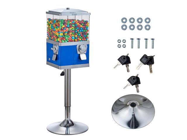 Commercial Vending Machine, Four Compartment Rotatable Gumball and Candy Dispenser, Adjustable Height Coin Operated Candy Bank with Iron Stand, for...