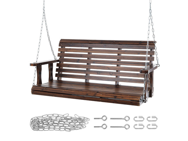 Wooden Porch Swing 4.5 ft, Patio bench swing for Courtyard & Garden, Upgraded 880 lbs Strong Load Capacity, Heavy Duty Swing Chair Bench with...