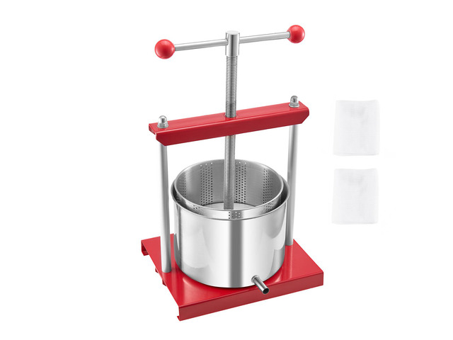1.6 Gal/6L Fruit Wine Press, 2 Stainless Steel Barrels, Manual Juice Maker, Cider Apple Grape Tincture Honey Olive Oil Making Press with T-Handle...