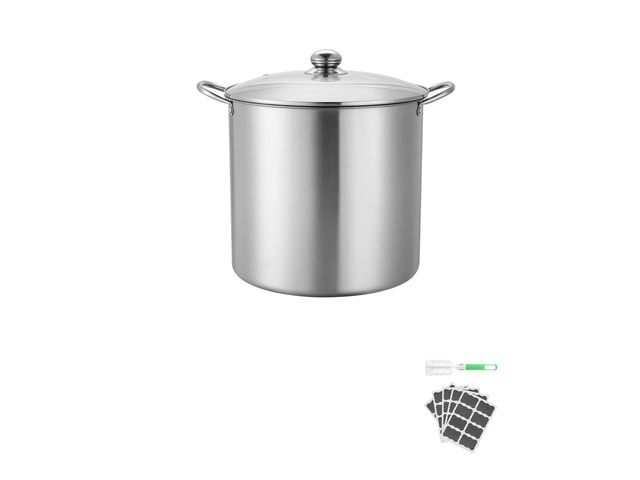 21 QT Canning Pot with Rack and Lid, Stainless Steel Waterbath Canner with Dual Handle and Glass Lid, Compatible with All Cooktops: Induction, Gas,...