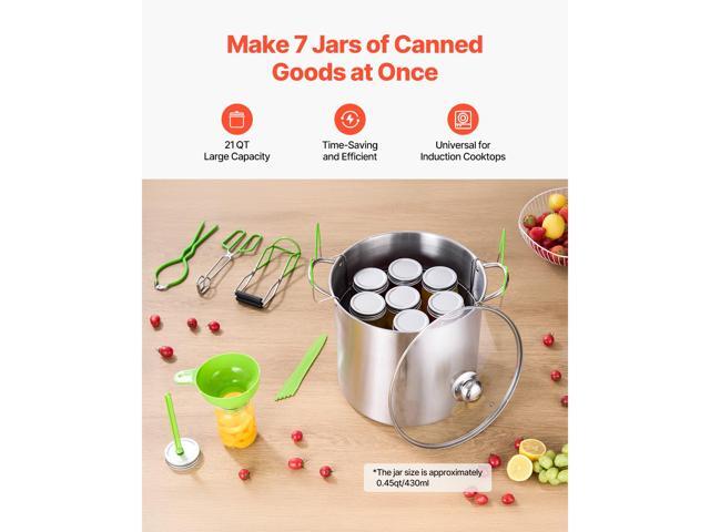 Canning Supplies Starter Kit, 9 Pieces Stainless Steel Water Bath Canning Kit for Beginners, Canning Tools Set: Pot, Rack, Lid, Funnel, Tongs, Jar...