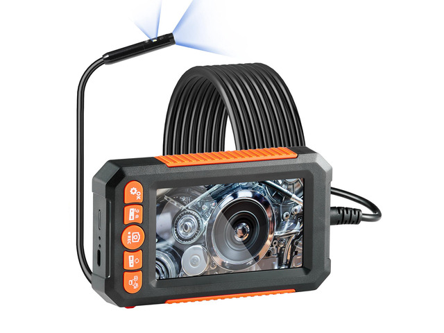 Endoscope Camera with Light, Dual Lens Industrial Borescope, 4.3' Screen 1080P Inspection Camera, 8 + 1 Lights, 4X Zoom, IP67 Waterproof Snake...