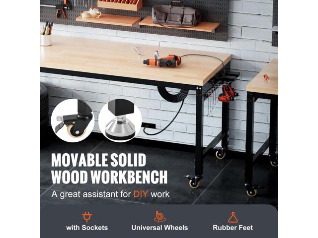 Adjustable Workbench, 72' L X 25' W Garage Worktable with Universal Wheels, 28-39.5' Heights & 3000 LBS Load Capacity, with Power Outlets &...