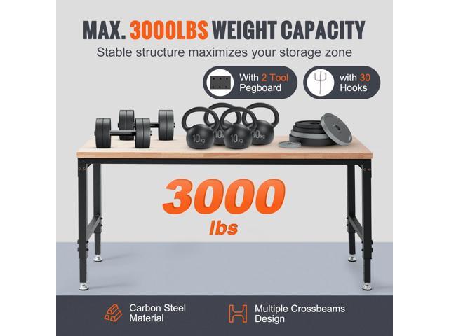 Adjustable Workbench, 72' L X 25' W Garage Worktable with Universal Wheels, 28-39.5' Heights & 3000 LBS Load Capacity, with Power Outlets &...