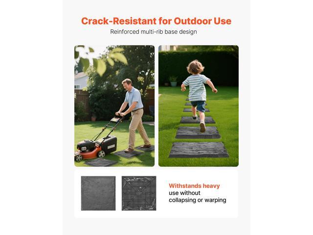 Garden Stepping Stones, 16Pcs 15.5 x 15.5 in, Decorative Stepping Stones with Stakes, Weather-Resistant Plastic Pathway Pavers, Smooth Surface,...