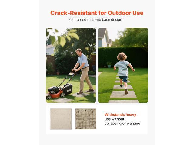 Garden Stepping Stones, 8Pcs 15.5 x 15.5 in, Decorative Stepping Stones with Stakes, Weather-Resistant Plastic Pathway Pavers, Smooth Surface,...