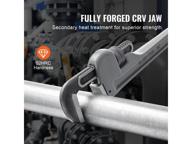 VEVOR Pipe Wrench, 18' Aluminum Straight Pipe Wrench, Adjustable Plumbing Wrench, with High Strength Jaw and Ergonomic Handle, Easy to Carry,...
