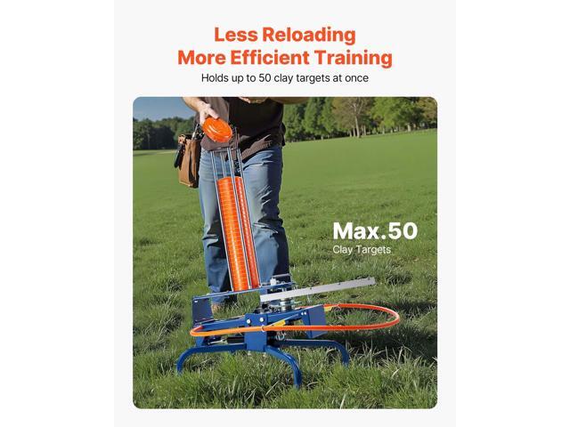Clay Target Thrower, Max 50 Clays Pigeon Thrower, 55+ Yards Automatic Skeet and Trap Launcher with Adjustable Angle & Foot Pedal for Clays Throwing...