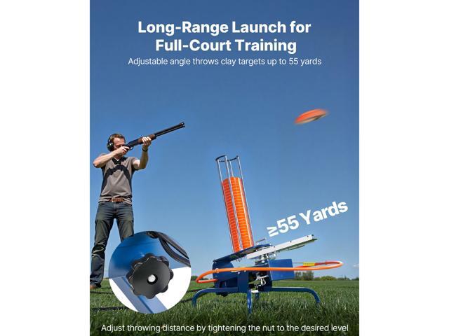 Clay Target Thrower, Max 50 Clays Pigeon Thrower, 55+ Yards Automatic Skeet and Trap Launcher with Adjustable Angle & Foot Pedal for Clays Throwing...