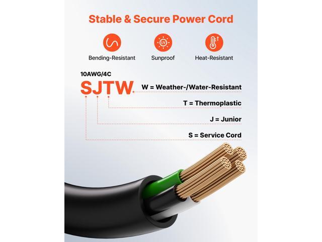 VEVOR 30 Amp Generator Cord and Power Inlet Box, 10 FT, 125/250V NEMA L14-30P to L14-30R Heavy Duty Extension Power Cord, SJTW 10 Gauge 7500W,...