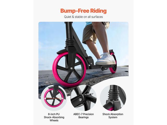 Kick Scooter for Kids Ages 8+, Teens & Adults, 2-Wheel Toddler Scooter with Adjustable Height Handlebar, Wide Anti-Slip Deck, Foldable Lightweight...