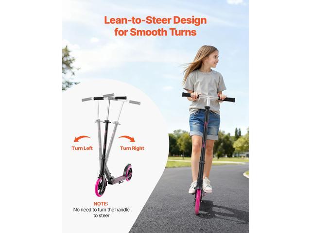 Kick Scooter for Kids Ages 8+, Teens & Adults, 2-Wheel Toddler Scooter with Adjustable Height Handlebar, Wide Anti-Slip Deck, Foldable Lightweight...