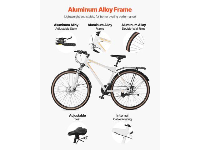 VEVOR Hybrid Bike, Lightweight Aluminum Frame Bike, 700c Wheel Men Women Hybrid Bicycle, Step-Over Adult Urban City Commuter Bikes, with 24-Speed...