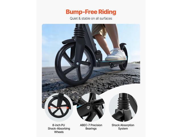 VEVOR Kick Scooter for Kids Ages 8+, Teens & Adults, 2-Wheel Toddler Scooter with Adjustable Height Handlebar, Wide Anti-Slip Deck, Foldable...